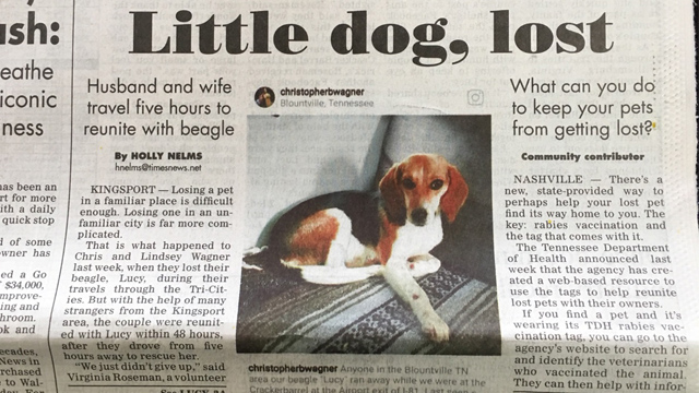 Lucy makes the local paper | #FindsterDuo #PetTracker